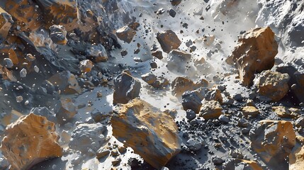 Mesmerizing Pattern of Rocks and Debris Revealing the Aftermath of a Blast