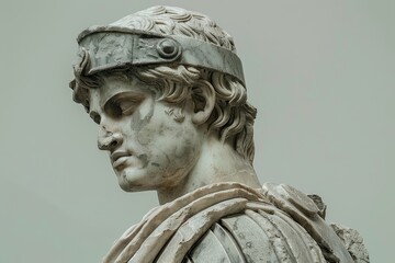 ancient roman statue with ornate headpiece