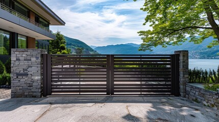 Metal gate with shutters that slides automatically