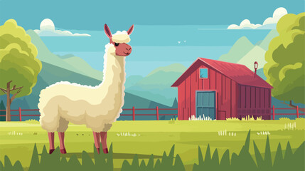 Alpaca pet on a farm Vector style vector design illustration