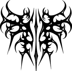 Unique Tribal Vector Shape - Gothic Y2K Sharp Element for Graphic Design and Artistic Project
