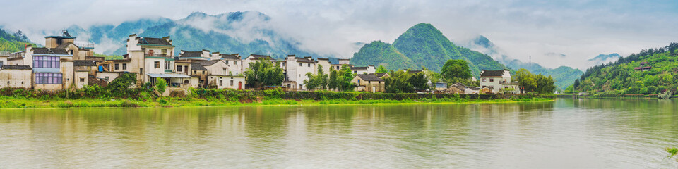 Ancient Towns, Ancient Buildings, and Rivers in the Mountainous Areas of Anhui Province, China 