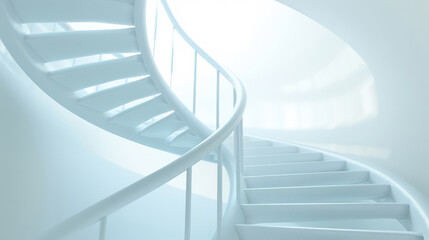 Pristine White Spiral Staircase In A Clean Modern Setting