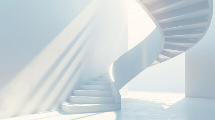 A Softly Lit White Spiral Staircase Winds Upward, Contemporary Space