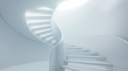 "Minimalist White Spiral Staircase In A Clean Modern Setting