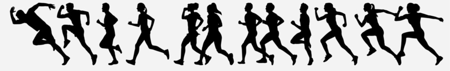 set of runner silhouette collection. 