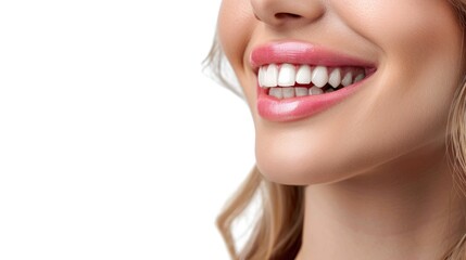 Fototapeta premium Radiant Smile: Close-up of Woman's Perfect White Teeth and Lips