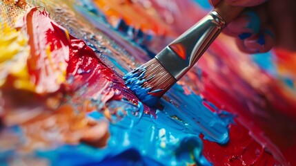 Fototapeta premium Mixing vibrant colors produces a stunning paint mix.