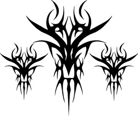 Unique Tribal Vector Shape - Gothic Y2K Sharp Element for Graphic Design and Artistic Project
