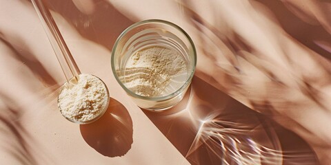 A serving of collagen powder mixed with water for enhancing beauty and promoting wellness.