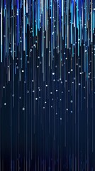 A columnar flow of bright blue and silver plexus lines cascading down a navy background, designed for a vertical layout with text space at the bottom for impactful messaging