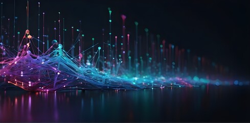 Fototapeta premium abstract blue background, digital technology concept background, music bass , music graphics, digital display