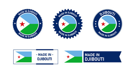 Naklejka premium Djibouti flag, Made in Djibouti. Tag, Seal, Stamp, Flag, Icon vector