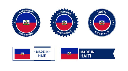 Naklejka premium Haiti flag, Made in Haiti. Tag, Seal, Stamp, Flag, Icon vector