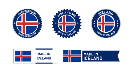 Iceland flag, Made in Iceland. Tag, Seal, Stamp, Flag, Icon vector