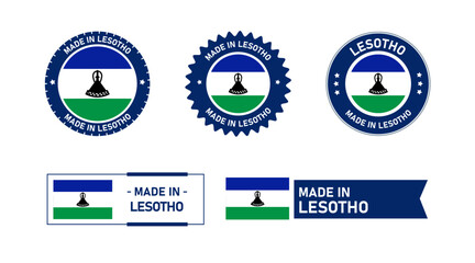 Lesotho flag, Made in Lesotho. Tag, Seal, Stamp, Flag, Icon vector