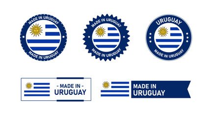 Uruguay flag, Made in Uruguay. Tag, Seal, Stamp, Flag, Icon vector