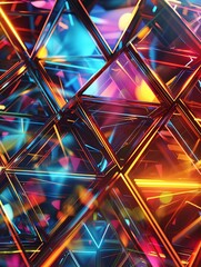 Vibrant Triangle Background with Futuristic Neon Colors.
