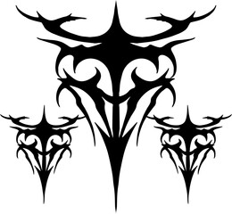 Unique Tribal Vector Shape - Gothic Y2K Sharp Element for Graphic Design and Artistic Project