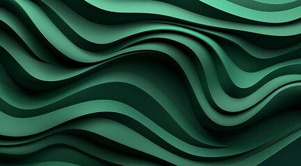 Green flowing waves with a smooth, silky texture create an abstract design for wallpapers or backgrounds