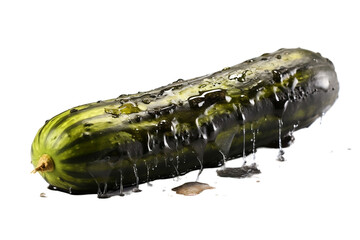 Moldy cucumber, mushy texture, realistic depiction.