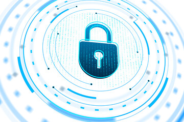 A stylized blue lock icon with digital circles and dots on a white background, depicting cybersecurity © Who is Danny