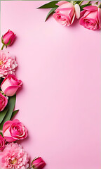 3D render happy Mother's Day banner with copy space. Celebrating Mother's Day with, heart and flowers DESIGN.	