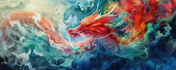 Imagine an eye-level angle capturing mythical creatures in mesmerizing underwater worlds using vibrant watercolor strokes and intricate details