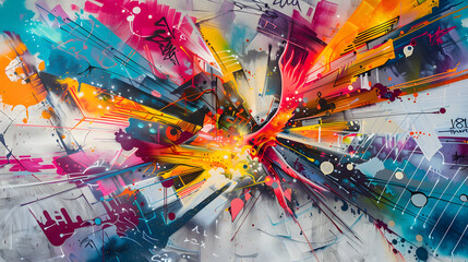 Obraz premium Vibrant Grit: A Symphony of Street Art Representing Urban Life