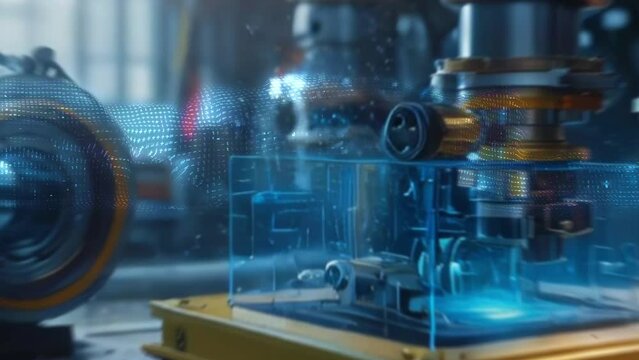 Predictive Maintenance in Manufacturing: Image depicting AI sensors seamlessly integrated into machinery, optimizing operational efficiency and preemptively identifying maintenance needs