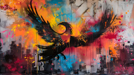 Fototapeta premium Vibrant Grit: A Symphony of Street Art Representing Urban Life