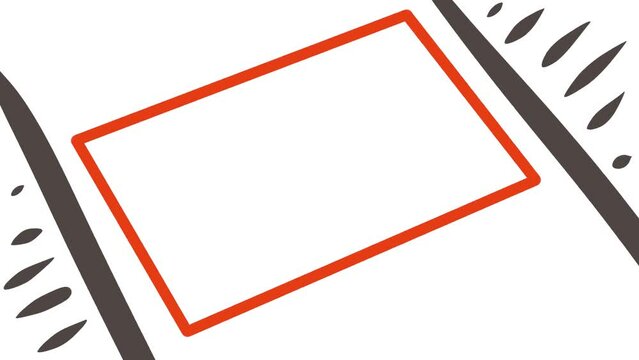 Between the two stripes and small short lines there is a red frame for inserting text or a logo.
