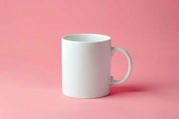white mug mockup on a pink background copy space