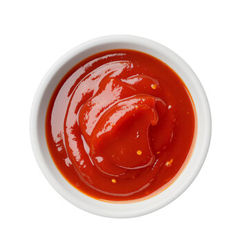 bowl of Sriracha Sauce isolated, transparent background, white background, no background
