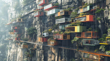 colorful cliffside houses