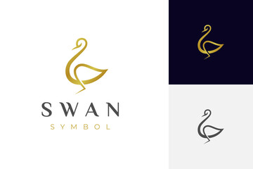 golden swan logo icon design. elegant beauty animal minimalist style vector logo element