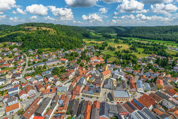 Blick auf die Stadt Dietfurt an der Altmühl im Kreis Neumarkt in der Oberpfalz