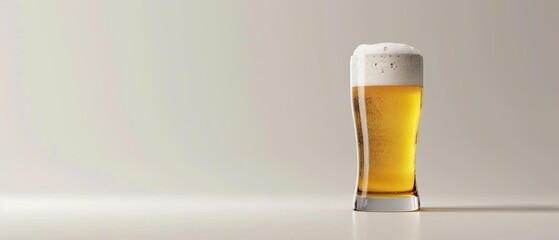 A photorealistic mockup featuring a classic beer glass filled to the brim, highlighted against a stark, neutral background, ideal for product presentations and marketing materials