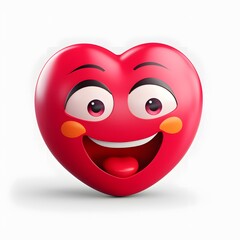 3D heart emoji with a funny face. Generative AI.