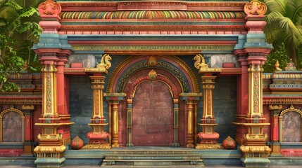 Obraz premium south indian hindu temple wall with arch