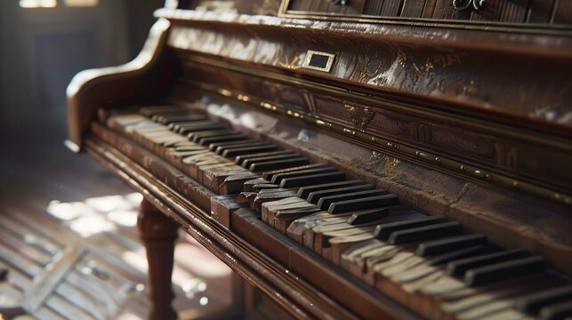 A piano in an old abandoned house.