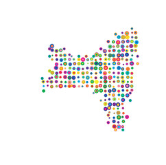 Abstract map of Australian Indian Ocean Territories drawn with overlapping colored circles like sweets or candies