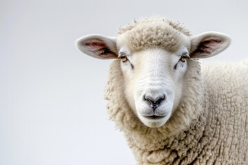 sheep face on white background