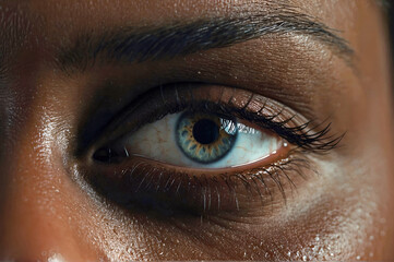 Extreme Close Up Nubian Woman Colorful Deep Blue Brown Eye