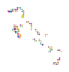 Abstract map of the The Bahamas drawn with overlapping colored circles like sweets or candies