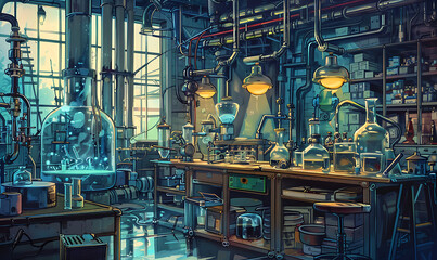 Chemical Laboratory Exploration Creating Stunningly Detailed Illustrations. Generative Ai