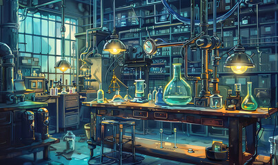 Chemical Laboratory Exploration Creating Stunningly Detailed Illustrations. Generative Ai