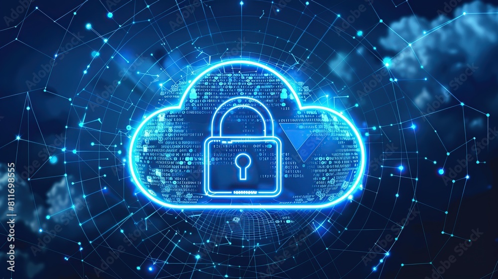 Poster Cloud computing technology internet storage network. Cloud service and Cloud storage Concept background.