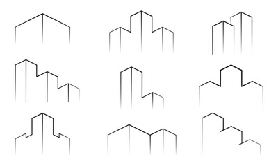 Line art Collection of building sketches
