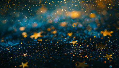 A dark background with gold stars.